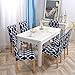YIMEIS Stretch Geometric Printed Dining Chair Protector Cover, Removable Washable Short Slipcover for Hotel, Dining Room, Ceremony, Office, Banquet, Wedding Party (Pack of 4, Navy)