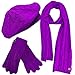 Cable Knit Beret Hat Scarf & Glove Matching 3 Piece Set Set