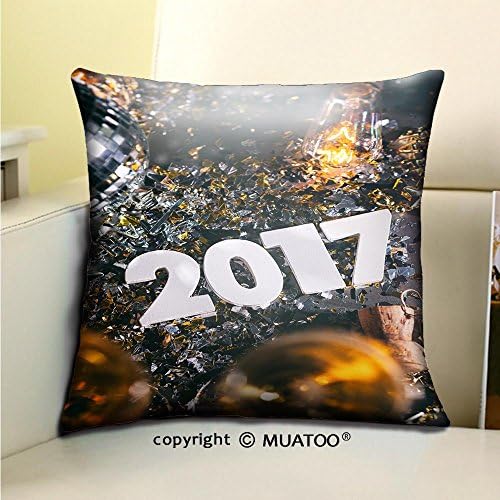 PleayeL Soft Canvas Throw Pillow Covers Cases for Couch Sofa -champagne new year s eve grunge background Print 20 x 20(50 x 50 cm)