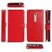 NEXTKIN Moto X Style XT1575 Case, Leather Dual Wallet Folio TPU Cover, 2 Large Pockets Double flap, Multi Card Slots Snap Button Strap For Motorola Moto X Style XT1575 Pure Edition 3rd Gen - Red