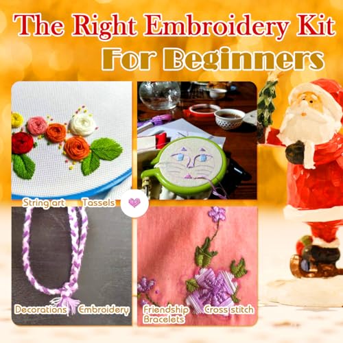 Embroidery Floss 54 skeins Crossstitch Thread - Bracelets String - 50Pcs Embroidery Thread and Free Set of 4pcs Metallic Thread