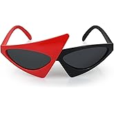 PLAY BLING Novelty Party Sunglasses 80s Asymmetric Glasses Neon Glasses for Hip Hop Dance Halloween Party