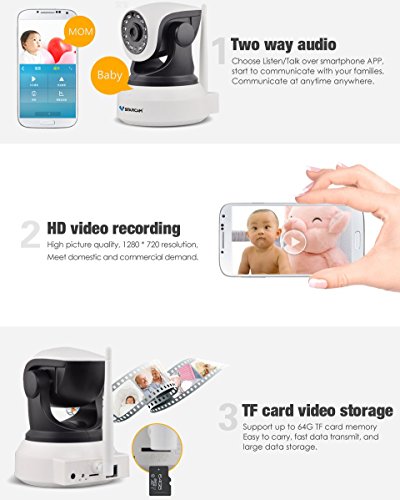 VSTARCAM C7824WIP P2P HD 720P Wireless WiFi IP Camera Night Vision Two-Way Voice Network Indoor CCTV Onvif Multi-Stream Baby Monitor Mobile Phone Remote Monitoring (Maximum Support 128G TF Card) - Thumbnail 5