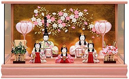 雛人形 ピンク 木目込み 一秀 ケース入 かわいい モダン ケース飾り おしゃれ シンプル コンパクト ひな人形 五人飾り