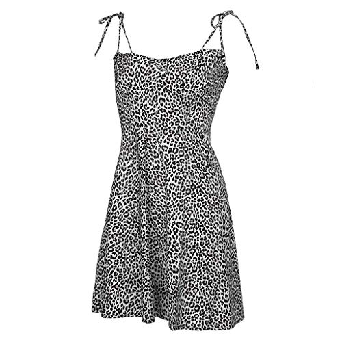 Vacation Dress,Sexy Womens Fashion Ladies Open Leopard Splice Print Casual Bind Zipper Dress,Black,XL,Women's Novelty Sleep & Loungewear