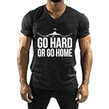 DashX Go Hard Or Go Home Teefit Fitness Series Cotton Mens V-Neck T-Shirt