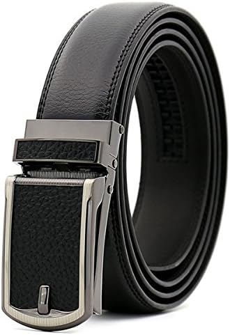 Men's Leather Ratchet Belt with Automatic Buckle Comfort Belts Perfect Fit (sty-6)