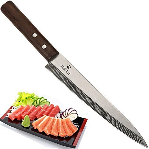 Japanese Yanagiba Sashimi Sushi Knife, Soufull 325mm Stainless Steel Professional Sashimi Knife with Razor Sharp Blade