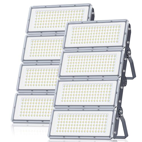 400W Outdoor LED Spotlights – 2 Pieces 40000LM Super Bright Outdoor LED Projector with Transformer, Floodlight Cool White 7000K, IP67 Waterproof Outdoor Light for Garage, Patio, Stadium, Factory