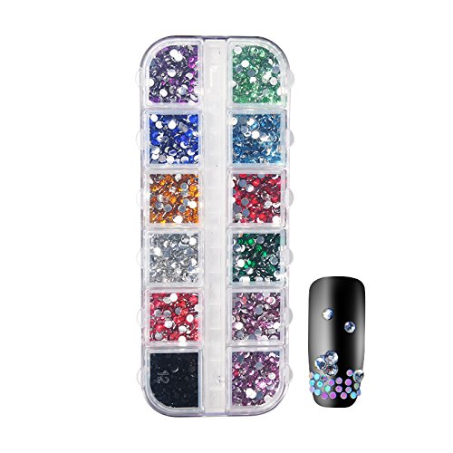 Biutee 3D Nail Art Rhinestones Set Nail Rhinestones 2Boxes +5 Wheels 1pcs Pick Up Pencil 1pcsTweezer Colored Rhinestones Sliver And Black Rhinestones Irregular 3D Decoration Rhinestones - Thumbnail 5