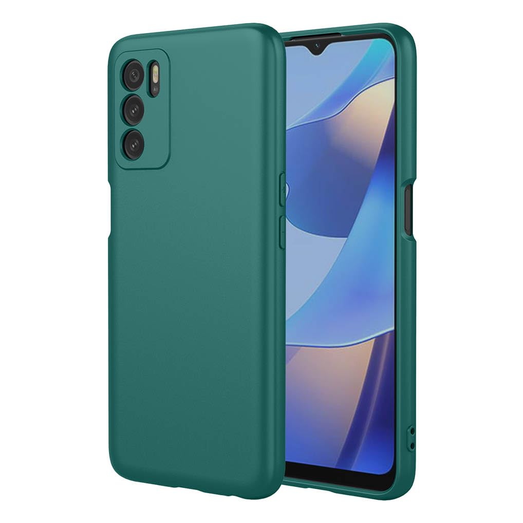 SEAHAI Case for OPPO A16 / OPPO A16s / OPPO A54s, Ultra Thin Silky-Soft Touch Liquid Silicone Phone Cover with Shockproof Airbag Design, Premium TPU Bumper Fashion Case - Dark Green