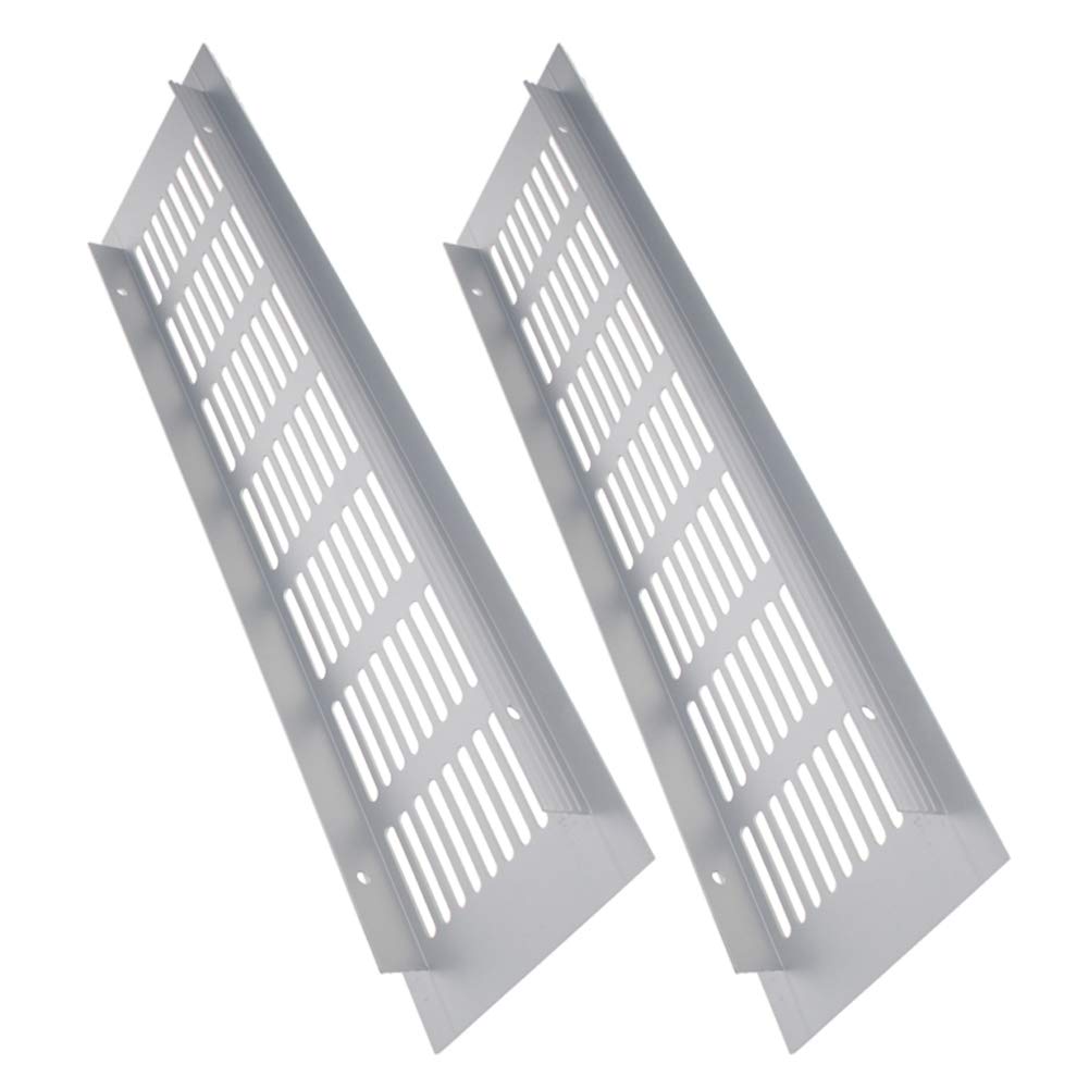 Aicosineg 2pcs Aluminum Alloy 11.81'' x 3.15'' (L x W) Air Vent Small Rectangle Ventilation Grille Louvered Grill Cover for Kitchen Sink Wardrobe Shoes Cabinet