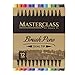 Masterclass Premium Dual Tip Brush Markers, 12 Color, Non-Toxic Water Based Double Tip Pens