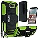 Alcatel OneTouch Fierce 2 / Pop Icon A564C, COVRWARE 3 in 1 Bundle - Heavy Duty Combat Armor Holster Kickstand Case with Locking Belt Swivel Clip [Free HD Film & Aluminum Sensitive Cap Stylus Pen] - NeonGreen