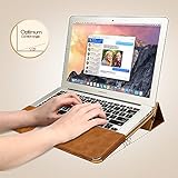 MacBook Air 13 Case, Jisoncase Protective Book Flip PU Leather Case Sleeve Pouch Shell Stand Cover For MacBook Air 13.3'' Retina Brown JS-AIR-06R20