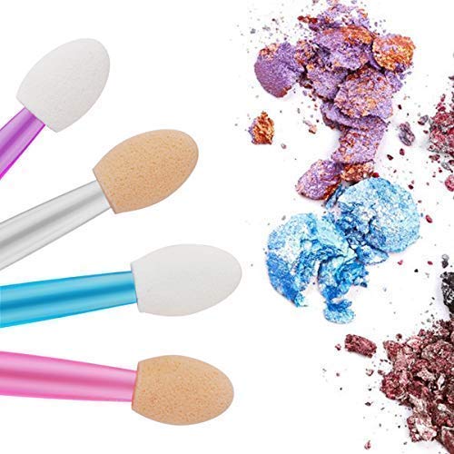 Cuttte 120PCS Disposable Dual Sides Eye Shadow Sponge Applicators with Container, 4 Colors Eyeshadow Brushes Makeup Applicator - Thumbnail 3