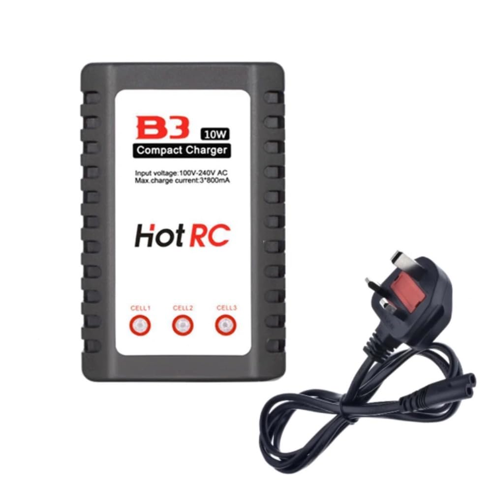 RC Lipo Battery Charger 2S 3S Balance Charging HOTRC B3 7.4V-11.1V RC Quadcopter Drone Car Boat Pro Compact B3AC 110-240VAC UK Power Cable