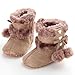Voberry Baby Toddler Girls Knit Soft Winter Warm Snow Boot Fur Trimmed Pom Pom Boots (12~18 Month, Khaki 2)