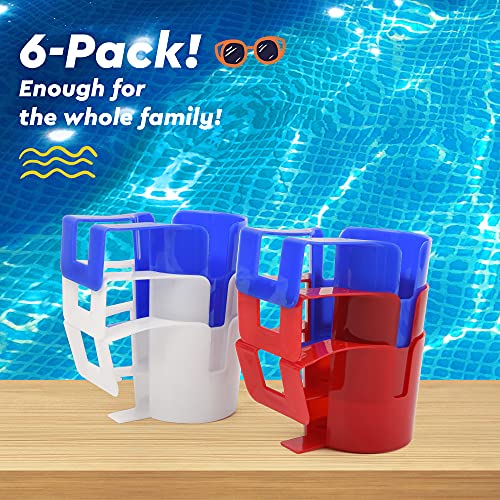 [Multi Color 6 Pack] Poolside Cup Holder for Refreshing Drinks Above