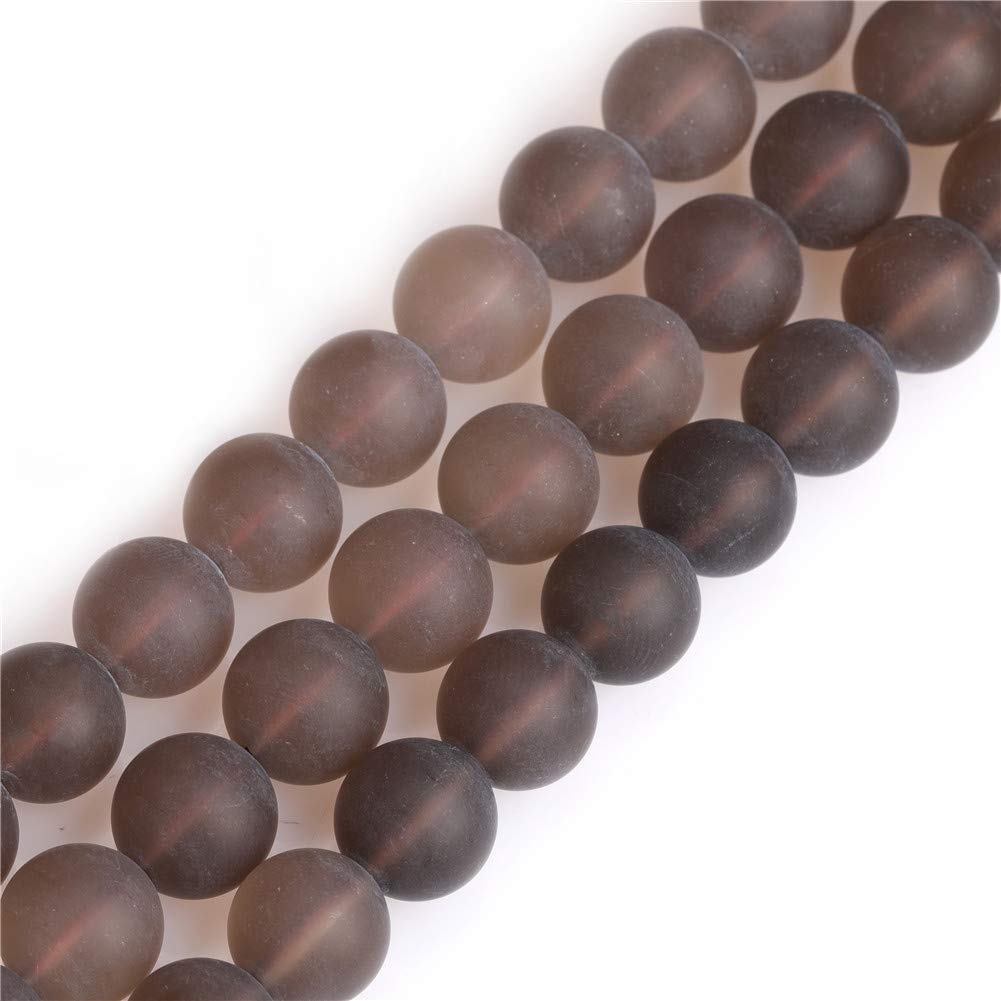 SHGbeads 12mm Frost Matte Brown Smoky Quartz Crystal Semi Precious Gemstone Round Loose Beads for Jewellery Making DIY Handmade Craft Supplies 15"