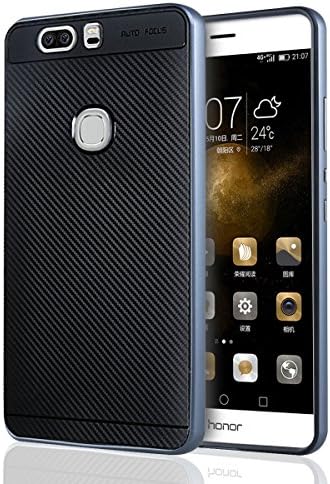 Honor V9 Case, ivencase 2 in 1 Anti-Scratch Shockproof Slim Carbon Fiber Rugged Case with Reinforced PC Frame for Huawei Honor V9 5.7" - Gray