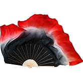 Aumulen Women 24" Chinese Silk Belly Dance Short Fan Veils Flow Fans Hand Made Belly Dancing