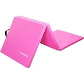 BalanceFrom 6x2 Feet 3-Panel Folding Gymnastics Mat &ndash; 1.5-Inch Thick Pad with Vinyl Surface and Carrying Handles for Tumbling, Yoga, Pilates, Home Workouts, and Martial Arts