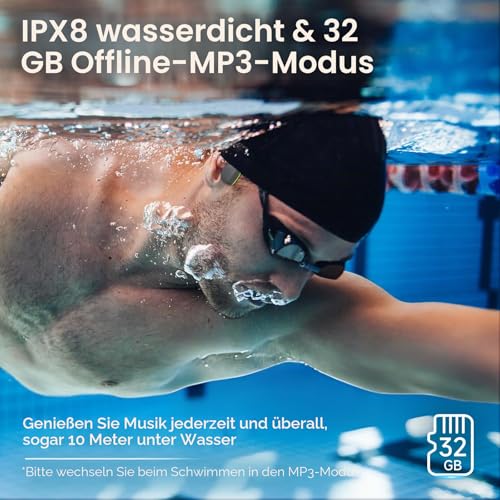 LOBKIN Swimming Headphones, IPX8 Waterproof Underwater Bone Sound Headphones Bluetooth 5.4, Open Ear Bone Conduction Headphones with MP3 Player 32G, Wireless for Swimming, Running, Cycling