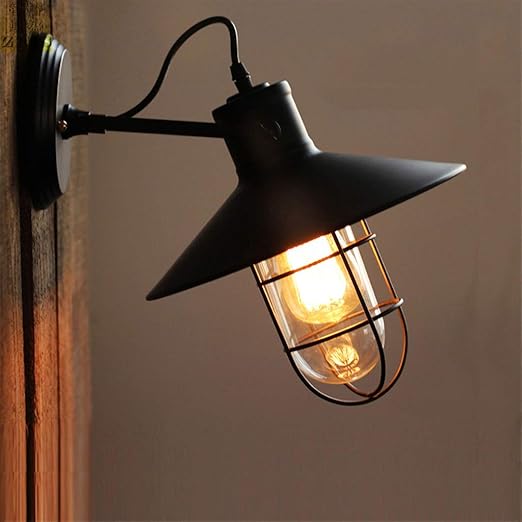 Retro Luz De Pared Pequena Jaula De Hierro Barra Mesa Jaula
