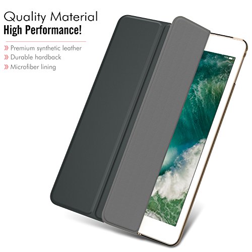 MoKo iPad 2017 9.7 Inch Case - Slim Lightweight Smart-shell Stand Cover with Translucent Frosted Back Protector for Apple New iPad 9.7" 2017 Release Tablet, Space GRAY (Auto Wake / Sleep)