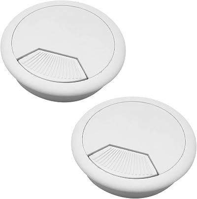 ALLY-MAGIC Desk Grommets 60 mm 2.36 in White 2 Pack Cord Hole Cover