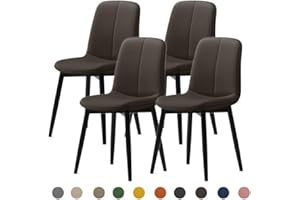 Modern Dining Chair Set of 2/4/6,Faux Leather Dining Chair with 4cm Upholstered Seat,Kitchen Mid Century Dining Chair Carbon 