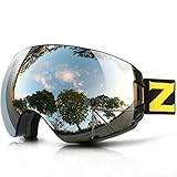 ZIONOR Lagopus X7 Ski Snowboard Goggles with Quick Lens-changing UV400 Protection Anti-fog Wide Spherical PC Lens Anti-slip Strap Helmet Compatible, Adult Ski Snowboarding Skating Goggles