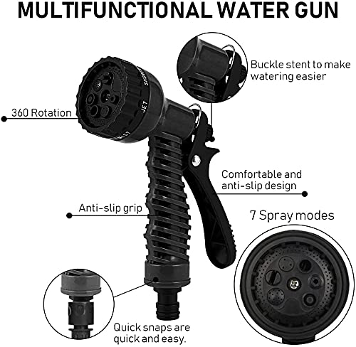 Vivibel Gartenschlauch 30M Wasserschlauch - Latex Flexible Schlauch, Flexibler Gartenschlauch mit 7 Funktion Handbrause, Wandmontage Knickfrei Wasserschlauch für Autowäsche, Gartenbewässerung, Yard