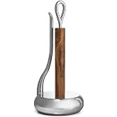 nambe Loop Towel Holder | Paper Towel Stand for Kitchen | One-Handed Operation Countertop Roll Dispenser with Weighted Base | Standard Size Roll | Made of Acacia Wood and Metal Alloy Arm