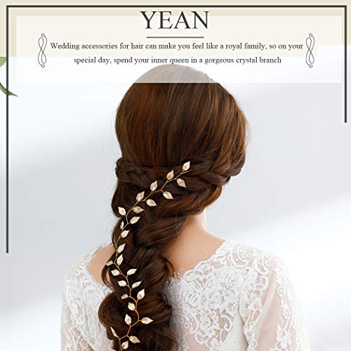 Yean Wedding Headband Gold Leaf Bridal Headpieces for Bridesmaid and Flowergirls (15.7 Inches) (Gold) - Thumbnail 4