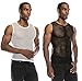 ANGEL COLA Men's Mesh Fishnet Fitted Muscle Tank Top 2 Pack BLK/WHT Small