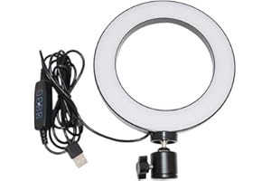 Walway 6 Inches LED Selfie Ring Light with Hot Shoe Adapter for Live Stream/Makeup/YouTube Video/Photography, 3 Light Modes