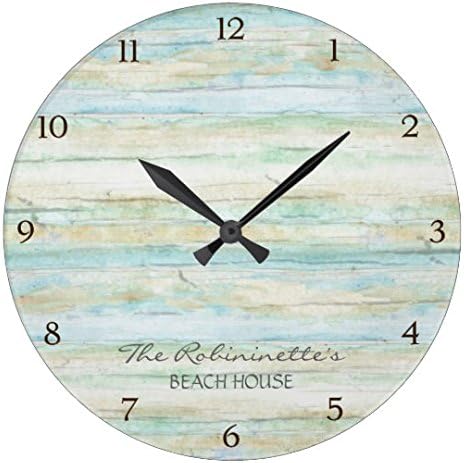 Rustic Round Wall Clock For Living Room Decor Wood Ocean Beach House Coastal Seashore Nursery Wood Wall Clock For Bedroom Decor 12 Inch
