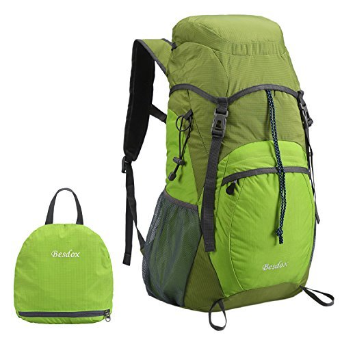 Besdox Foldable Backpack 40L Lightweight Travel Water Resistant Backpack Packable Hiking Daypack (Green)