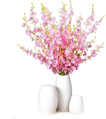 Crt Gucy Artificial Flowers 10 Pieces 37.4" Long Stem Artificial Dancing Lady Orchid Oncidium Silk Orchid for Wedding Home Office Decoration Festive Furnishing, Pink