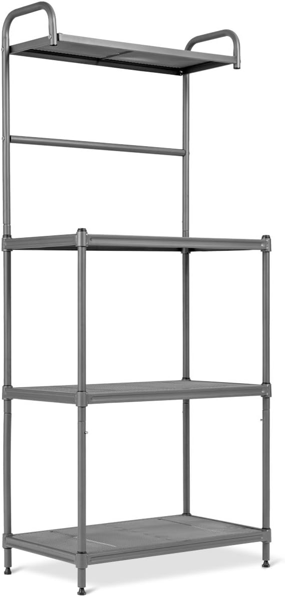 Giantex 4-Tier Kitchen Microwave Storage Rack Oven Stand Strong Mesh Wire Metal Shelves Free Standing Baker's Rack Shelving Utility Unit, 23.5" Lx14 Wx54 H (Silver) - Standing Baker's Racks