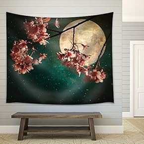 Antique and Vintage Style Photo - Beautiful Pink Cherry Blossom - Fabric Wall Tapestry Home Decor - 51x60 inches