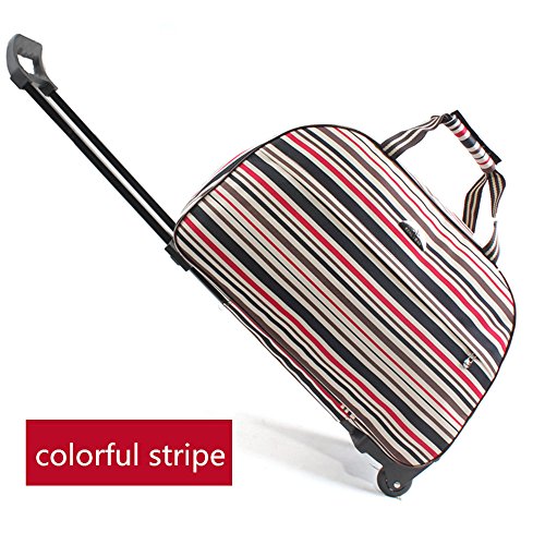 Jeemiter Color stripe Luggage 23" Rolling Duffle trolley bag travel tote Carry-On