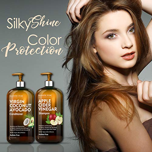 MAJESTIC PURE Apple Cider Vinegar Shampoo and Avocado Coconut Conditioner Set Restores Shine