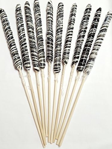 18 inch Twist Twirly Unicorn Lollipops 12 units 3oz Black and White
