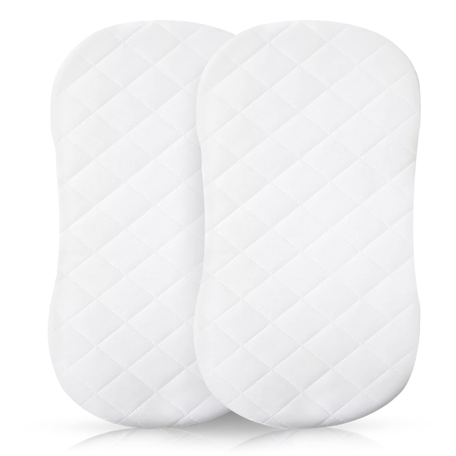 Sunshine Comforts Microfiber Quilted 2-Pack Waterproof Moses Basket Mattress Protector - Stretch Skirt Non-Noisy Moses Basket Mattress Protector (35 x 75cm) White