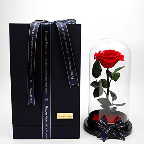 The rose gift box,Eternal flower glass or glass ornaments Flowers Artificial flowers Christmas day Decoration Send to your girl friend-A