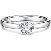AGVANA The Eternal Knot 0.3 Carat - 1 Carat Lab Grown Diamond 4 Prong Solitaire Ring in Sterling Silver Engagement Promise Anniversary Wedding Ring for Women (D-E Color, VS Clarity)