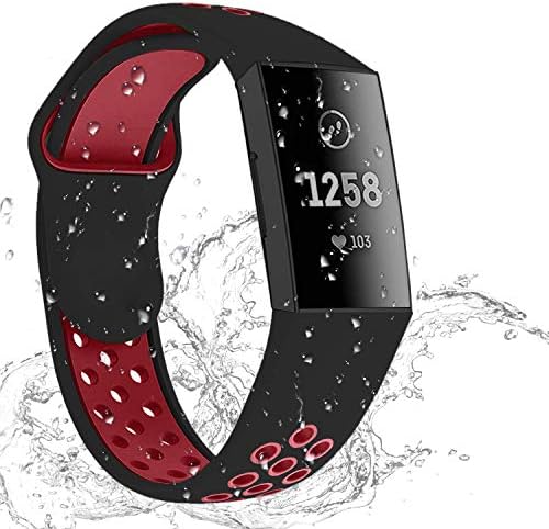 Hotodeal Sport Bands Compatible Charge 3 Bands Waterproof Soft Silicone Replacement Breathable Bands for Women Men Charge 3 Accessories, Small Large Size